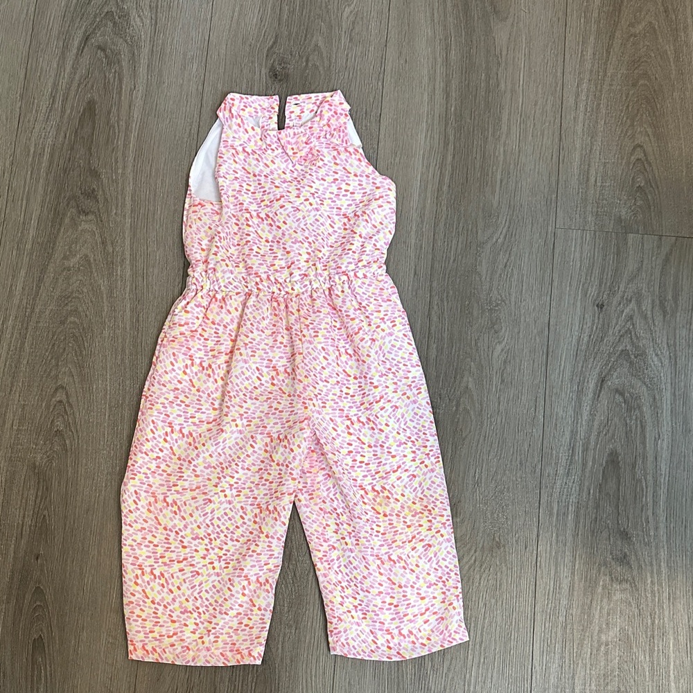 Janie and Jack Pink Multi-Dot Sleeveless Jumpsuit